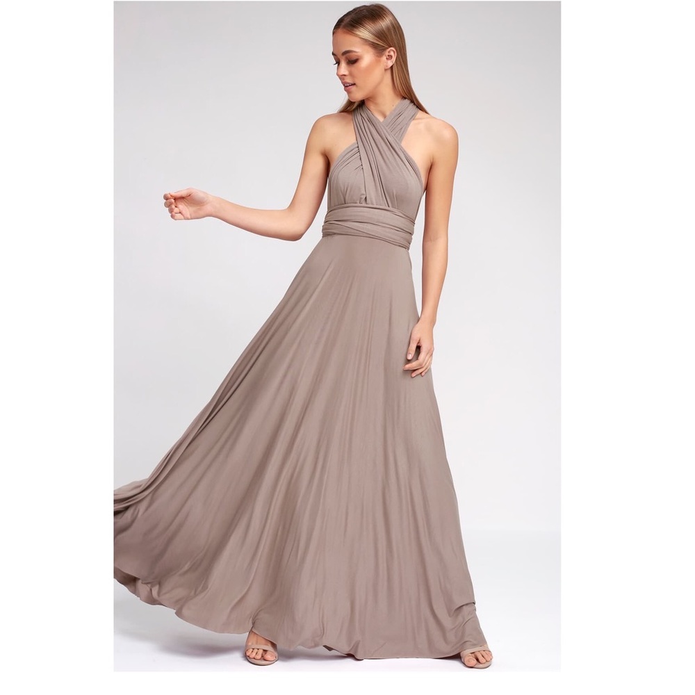 TRICKS OF THE TRADE TAUPE MAXI DRESS